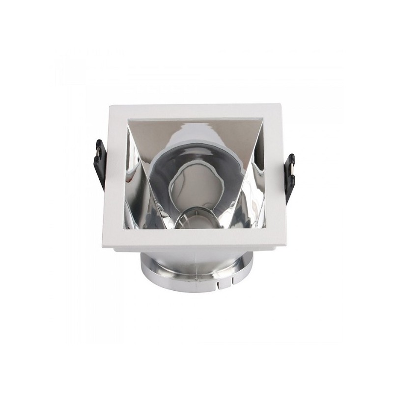 Portafaretto LED da Incasso GU10 Quadrato Colore Bianco con Supporto Inclinato Cromato - SKU 3168 LT2191 ABM SRLS® PORTA FARE...