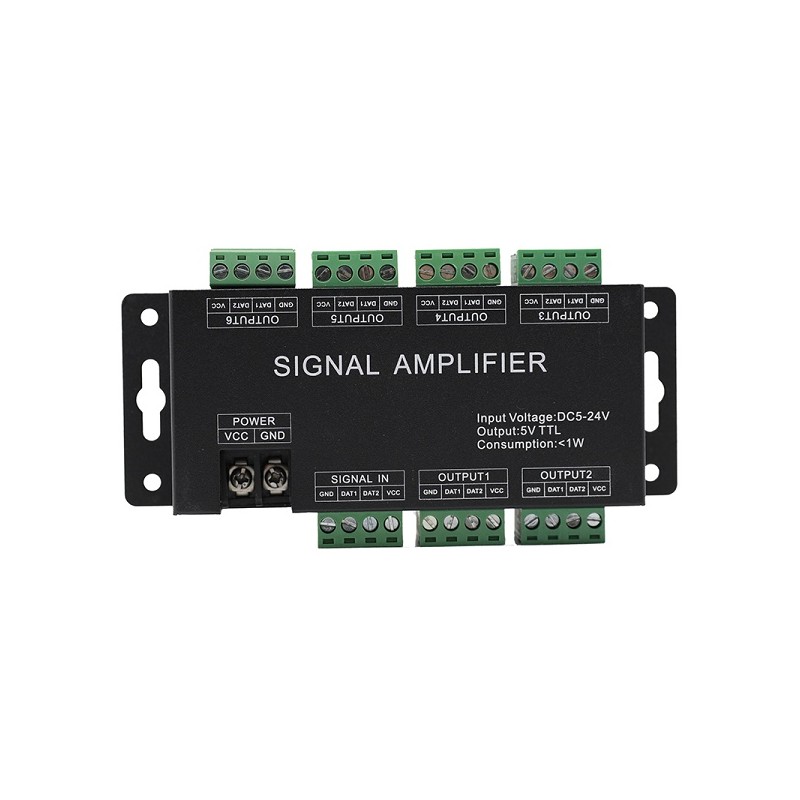AMPLIFICATORE SEGNALE pixel 6 porte DC5-24V PER PIXEL LED EDIT LT1634 ABM  DIGITALI PIXEL SPI 30,50 €