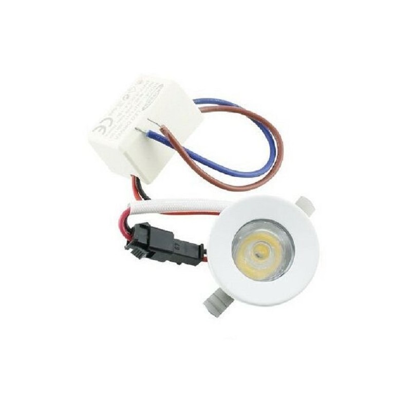 Faretto led 1W 6500k ad incasso con bordo bianco p-31-1bf mini spot punto luce tondo luce fredda driver 220v LT3408  PUNTI LU...