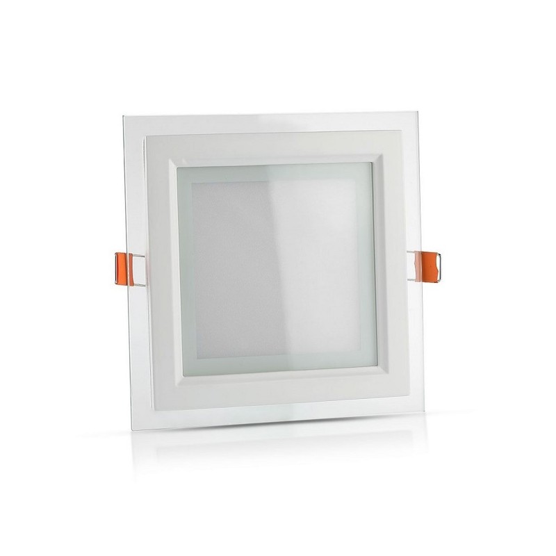 Faretto led 6W bordo in vetro quadrato luce calda 3000K P-75E-QC P75E-QC LT3780 ABM SRLS® FARETTI CON BORDINO IN VETRO A INCA...