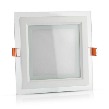 Faretto led 6W bordo in vetro quadrato luce calda 3000K P-75E-QC P75E-QC LT3780 ABM SRLS® FARETTI CON BORDINO IN VETRO A INCA...