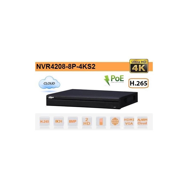 Nvr 8 canali 1U 8 porte PoE 4K & H.265 Video Recorder NVR4208-8P-4KS2 LT2951 ABM SRLS® DVR-XVR-NVR 266,45 €