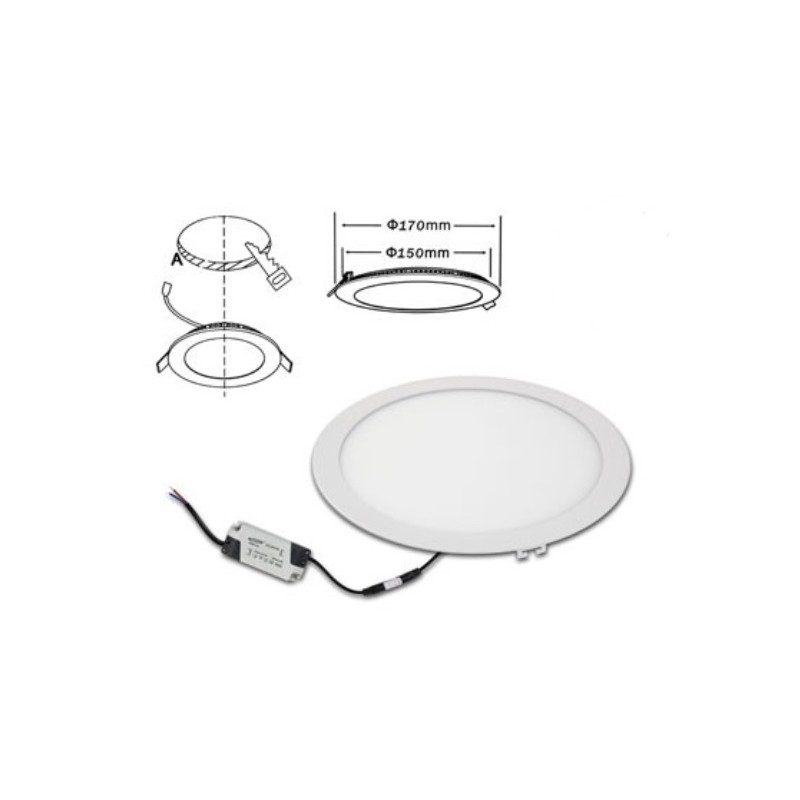 Pannello slim 12W rotondo tre tonalita' foro 15,5 cm P155A-T3C LT3757 ABM SRLS® PANNELLI SLIM A INCASSO 6,30 €