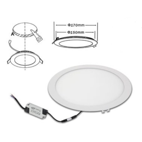 Pannello slim 12W rotondo tre tonalita' foro 15,5 cm P155A-T3C LT3757 ABM SRLS® PANNELLI SLIM A INCASSO 6,30 €