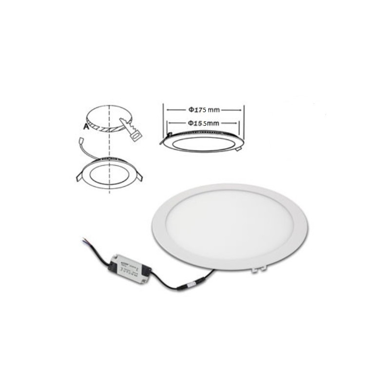 Pannello slim 12W 4000k rotondo luce naturale P-155A-TN P155A-TN LT3735  PANNELLI SLIM A INCASSO 6,23 €