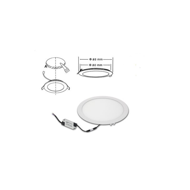 Pannello slim 4W rotondo luce calda 2700-3000K eurostarled LT1151 ABM SRLS® PANNELLI SLIM A INCASSO 1,98 €