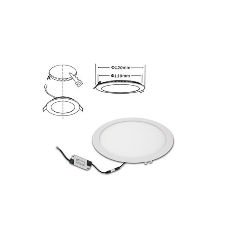 Pannello slim 8W rotondo luce calda 2700-3000k eurostarled foro 10,5cm LT1175 ABM SRLS® PANNELLI SLIM A INCASSO 3,29 €