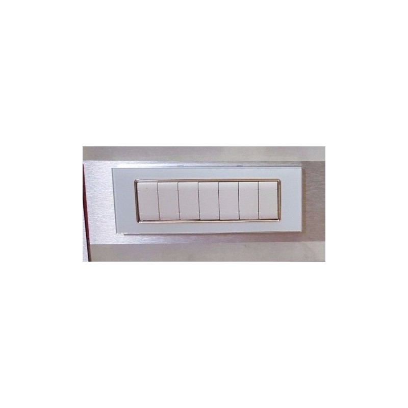 PLACCA 7 MODULI 507 VETRO BIANCO COMPATIBILE BTICINO LIVING TOT8007