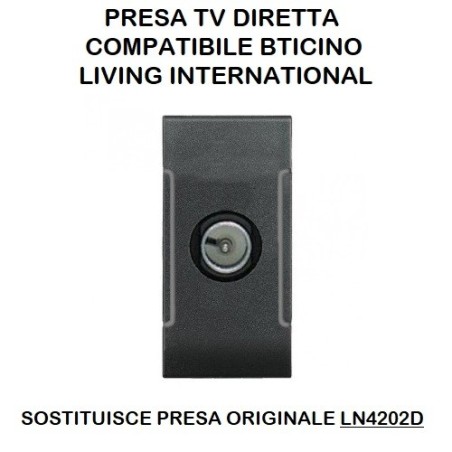 PRESA TV DIRETTA COMPATIBILE BTICINO LIVING TOT826n NERO LT1285 ABM SRLS® compatibili bticino living 3,93 €