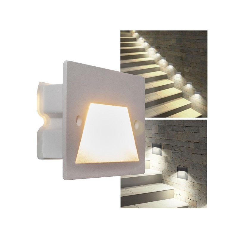 SEGNAPASSO LED COLORE BIANCO PER CASSETTE 503 3W DA ESTERNO LUCE FREDDA 6500K ES49-BF LT2603 ABM SRLS® SEGNAPASSI E CALPESTAB...