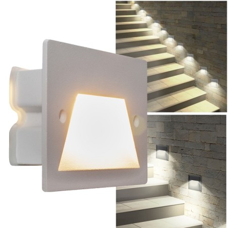 SEGNAPASSO LED COLORE BIANCO PER CASSETTE 503 3W DA ESTERNO LUCE FREDDA 6500K ES49-BF LT2603 ABM SRLS® SEGNAPASSI E CALPESTAB...