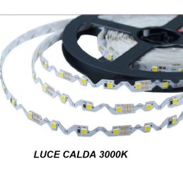Striscia LED flessibile a serpentina SMD 2835 5w/mt colore bianco caldo 3000k 12v2835-12V-SC LT3536  USO INTERNO IP20 7,47 €
