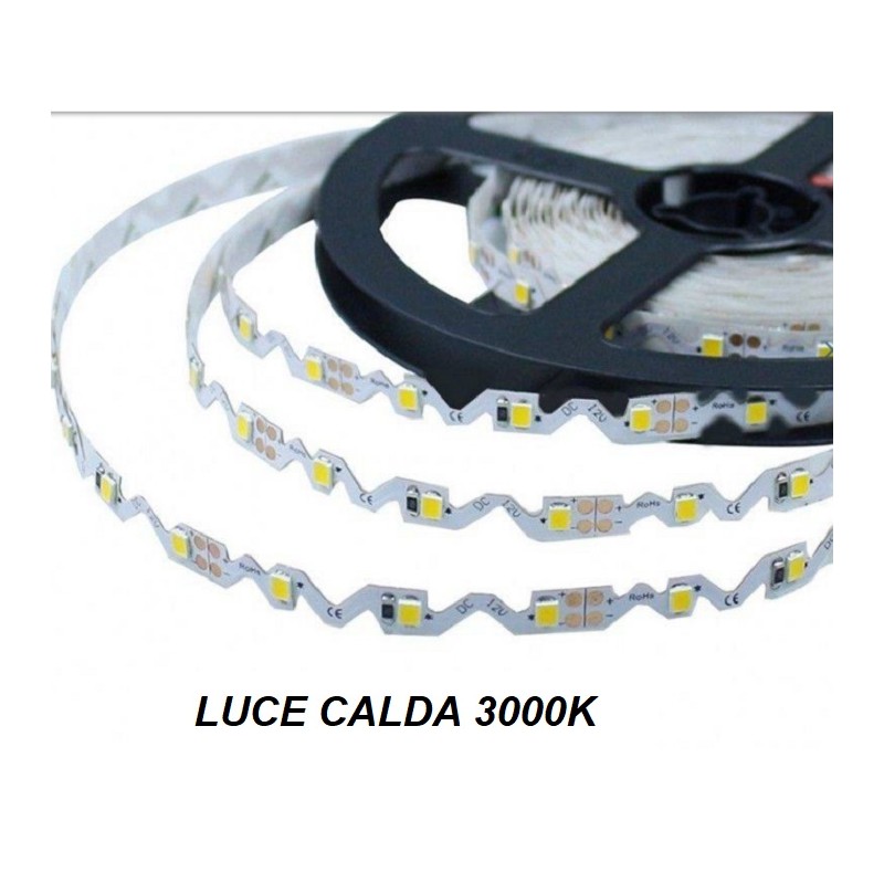 Striscia LED flessibile a serpentina SMD 2835 5w/mt colore bianco caldo 3000k 12v2835-12V-SC LT3536  USO INTERNO IP20 7,47 €