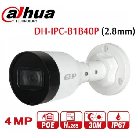 TELECAMERA IP POE 4MP H265 IR LED IP67 IPC-B1B40P DAHUA 2,8mm LT2063 ABM SRLS® TELECAMERE IP WIFI NVR DAHUA 80,28 €