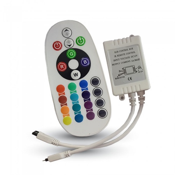 Gasiashop - 3625 - V-TAC CONTROLLER PER STRISCE LED RGB CON TELECOMANDO 24  TASTI - SKU 3625