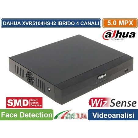 XVR 5IN1 H265+ 4 CANALI 5M-N WIZSENSE VIDEO ANALISI RICONOSCIMENTO DEL VOLTO - DAHUA XVR5104HS-I2 SMART LT3360 ABM SRLS® DVR-...