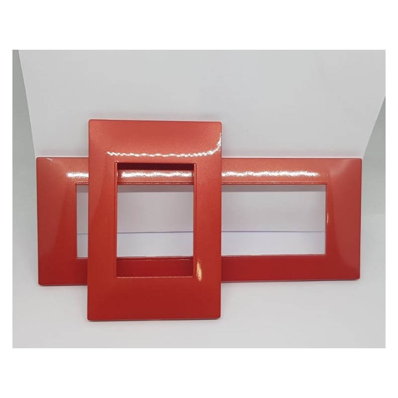 Placca per supporti 504 in plastica colore rosso, compatibile vimar plana codice totm6004-15 LT2724 ABM SRLS® COMPATIBILI VIM...