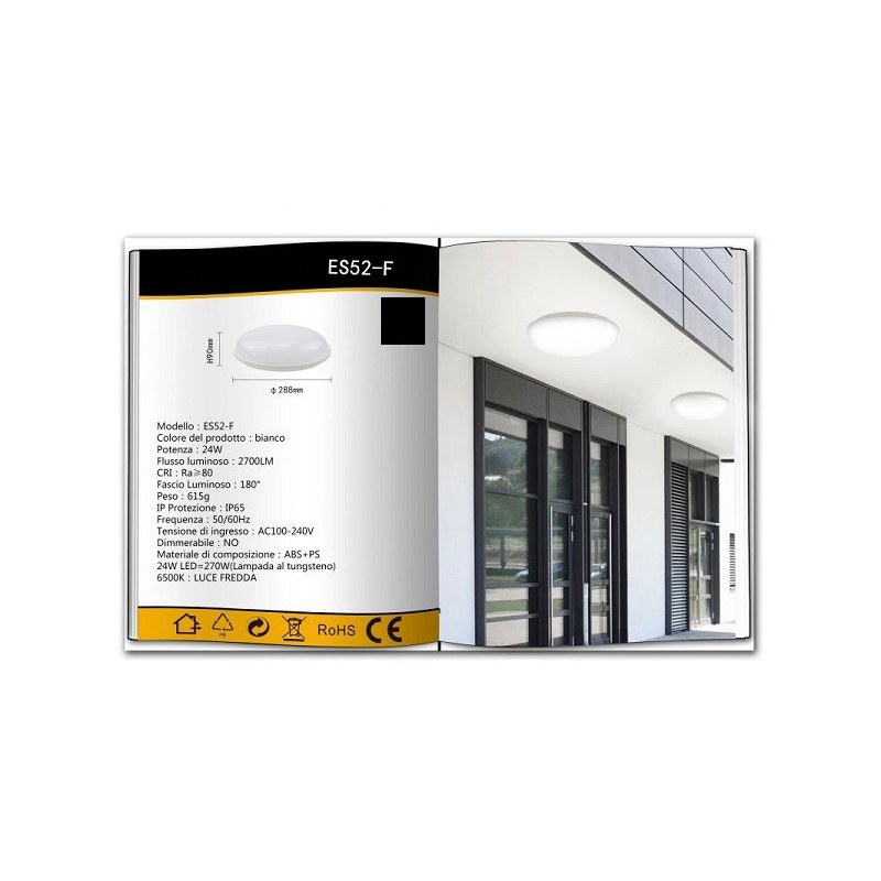 Plafoniera da soffitto 24W luce fredda 6500k ES52-F LT3003 ABM SRLS® PLAFONIERE A LED 20,87 €