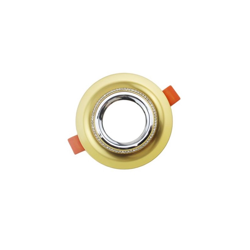 Porta faretto rotondo colore oro con Swarochini piccoli P25-GU10-Odisponibilita' al momemto di solo 5pezzi LT3256 ABM SRLS® P...