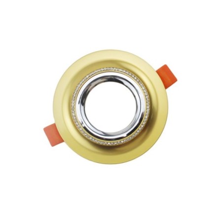 Porta faretto rotondo colore oro con Swarochini piccoli P25-GU10-Odisponibilita' al momemto di solo 5pezzi LT3256 ABM SRLS® P...