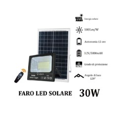 Faro LED 30W con Pannello Solare e Telecomando 6000K S01-30W LT3972 ABM SRLS® FARI SOLARI 32,28 €