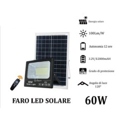 Faro Led Con Pannello Solare 300W Luce Fredda 6500K Batteria Litio