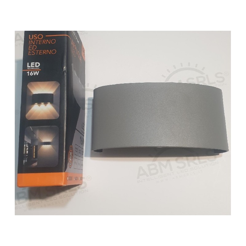 Applique grigio da esterno LED 16W CROWN IP65 luce up&down LUCE NATURALE 4000K ES64-GNDisponibile 1 pezzo LT3697 UNIVERSO PER...