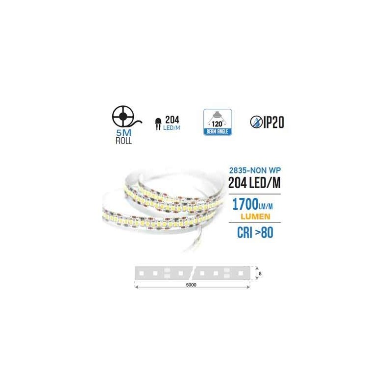 Striscia a led 3528 17W/mt 3000k IP20 12V sku 212461 (confezioni da 5 metri) LT2567 ABM SRLS® USO INTERNO IP20 20,67 €