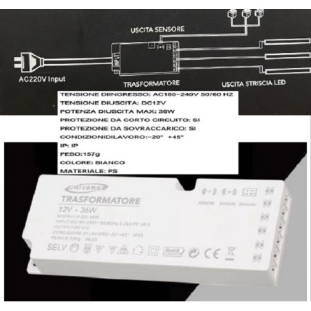 Trasformatore 12V 36W QS-36W LT4344  SENSORI 6,71 €