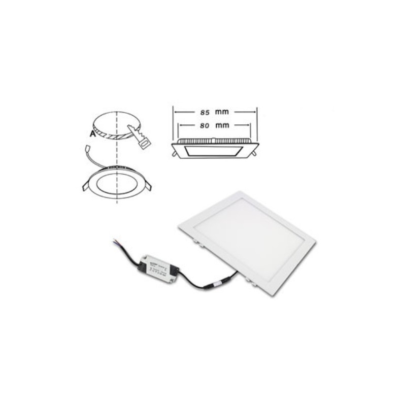 Pannello slim 4W 2700-3000K quadrato luce CALDA LT4376 ABM SRLS® PANNELLI SLIM A INCASSO 1,98 €