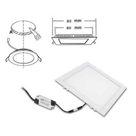 Pannello slim 4W 3000K quadrato luce CALDA LT4376 ABM SRLS® PANNELLI SLIM A INCASSO 1,98 €