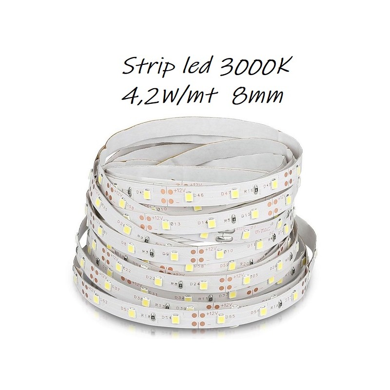 Strip led 3528 4,2W/mt 3000k 60led/MT 12V IP20 sku 2016(confezioni da 5 metri) LT013 ABM SRLS® USO INTERNO IP20 3,67 €