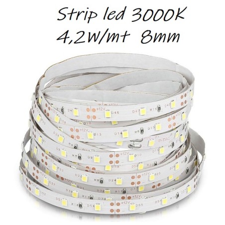 Strip led 3528 4,2W/mt 3000k 60led/MT 12V IP20 sku 2016(confezioni da 5 metri) LT013 ABM SRLS® USO INTERNO IP20 3,67 €