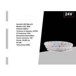 Strip Led 5050 24V bobina da 50 metri RGB 10W/MT50M-24V-RGB LT4401  USO INTERNO IP20 122,98 €