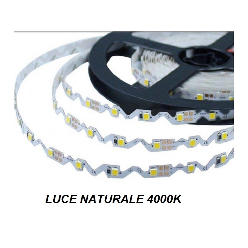 Striscia LED flessibile a serpentina SMD 2835 5w/mt colore bianco naturale 4000k 12v2835-12V-SN LT4323  USO INTERNO IP20 7,47 €