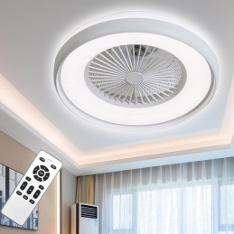 Plafoniera con Ventilatore Integrato da Soffitto LED 62W con 6 Velocità della Ventola 3 Tonalità di Luce Dimmerabili con Tele...