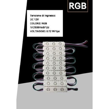 MODULI PER INSEGNE 3 LED RGB 5050 12V 5050-7515-RGBSTRINGA DA 10 MODULI LT4408  MODULI 9,99 €