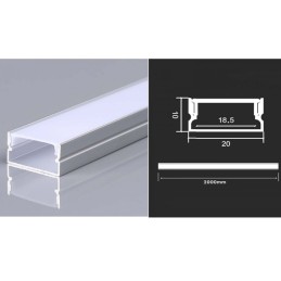 Profilo in Alluminio Colore Silver per Strip LED barra da 2 metri sku 23174Dimensioni : 2000x20x10mm LT4413  PROFILI LED PER ...