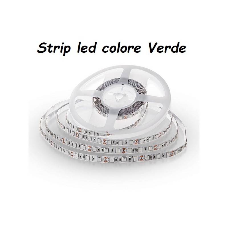 Striscia a led 5050 10,8W//mt VERDE IP20 12V sku 212138 (confezioni da 5 metri) LT1692 ABM SRLS® USO INTERNO IP20 7,60 €