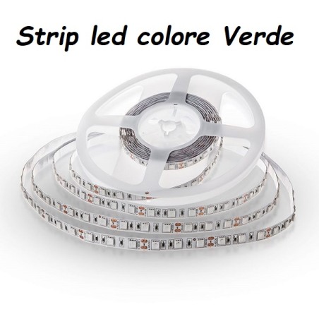 Striscia a led 5050 10,8W//mt VERDE IP20 12V sku 212138 (confezioni da 5 metri) LT1692 ABM SRLS® USO INTERNO IP20 7,60 €