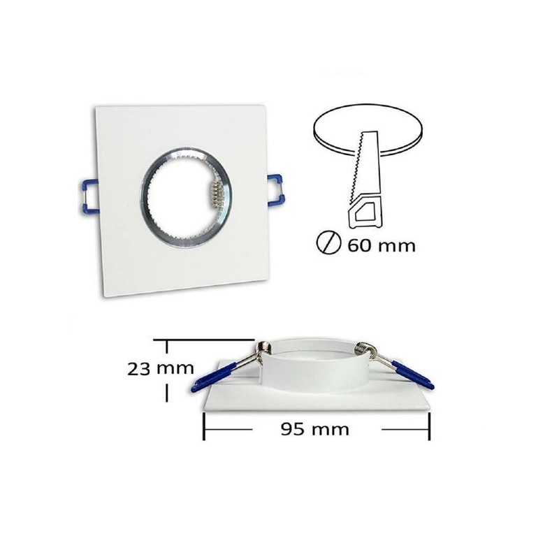 Porta faretto Bianco da incasso quadrato P9-GU10-B LT2928 ABM SRLS® PORTA FARETTI SPOT 2,31 €