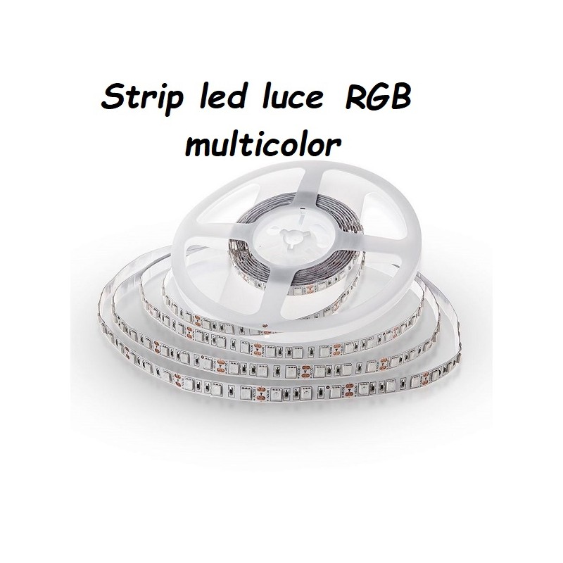 Striscia a led 5050 RGB 10,8W/mt multicolor IP20 12V sku 212120 (confezioni da 5 metri) LT004 ABM SRLS® USO INTERNO IP20 10,00 €